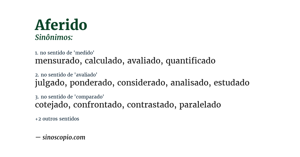 Sinônimo de aferido