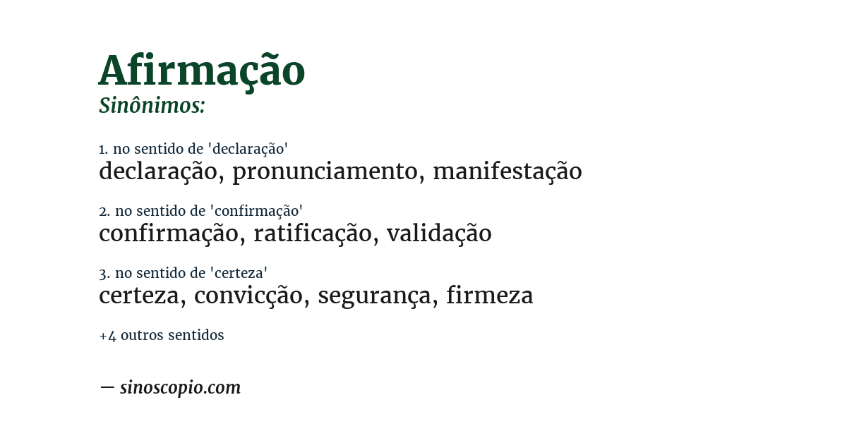 Sinônimo de afirmação