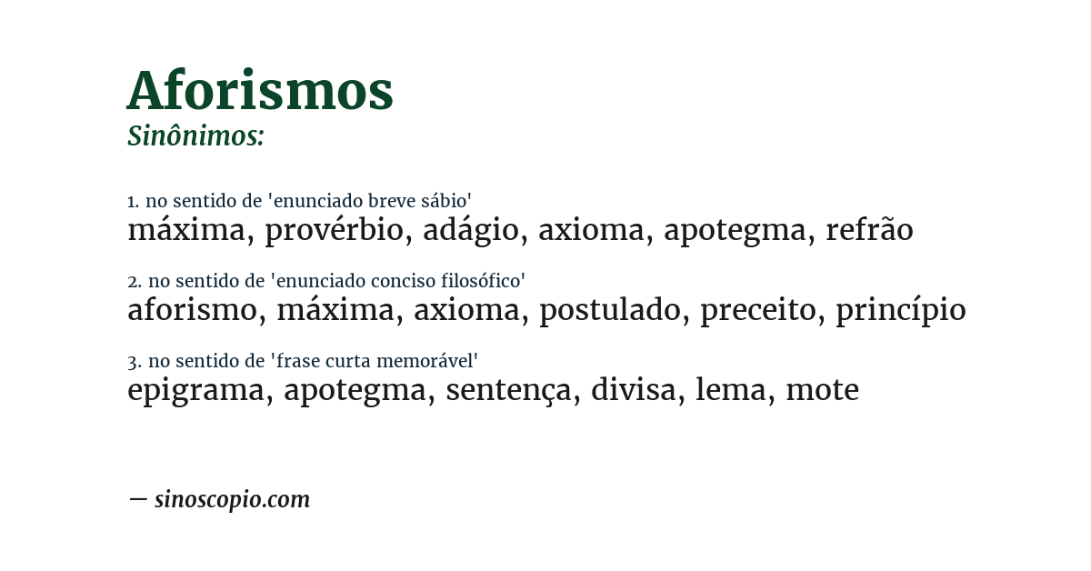 Sinônimo de aforismos
