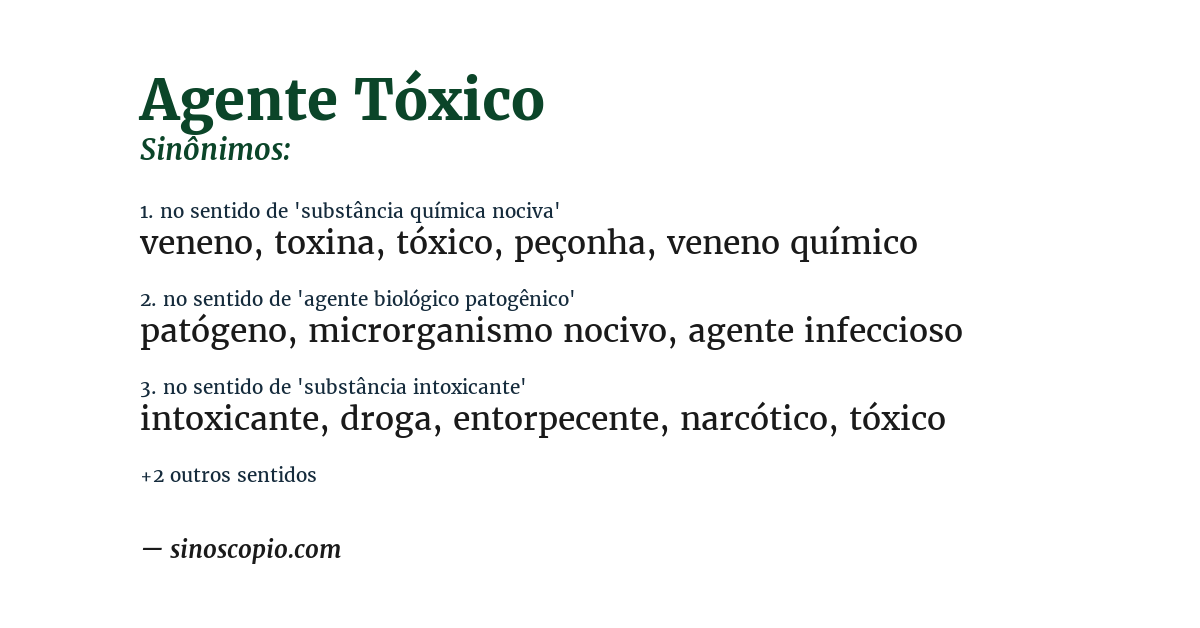 Sinônimo de agente tóxico