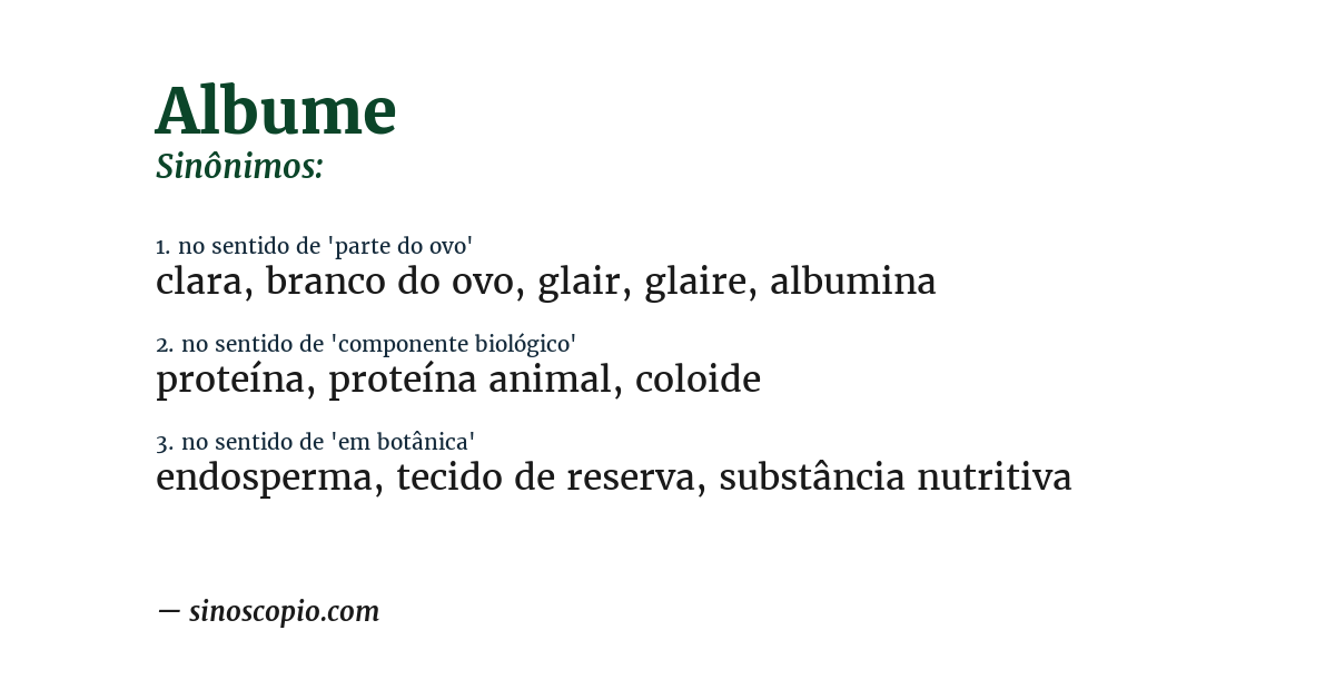 Sinônimo de albume