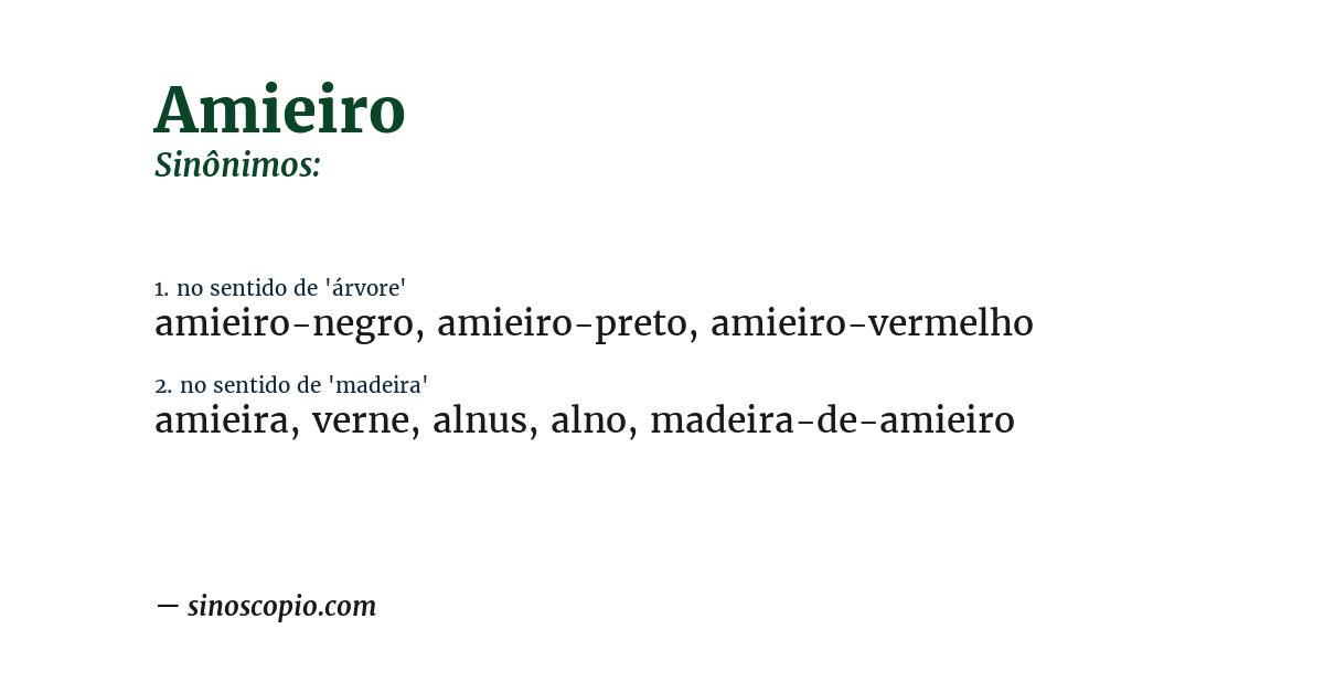 Sinônimo de amieiro