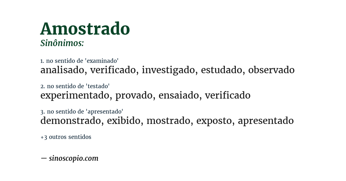 Sinônimo de amostrado