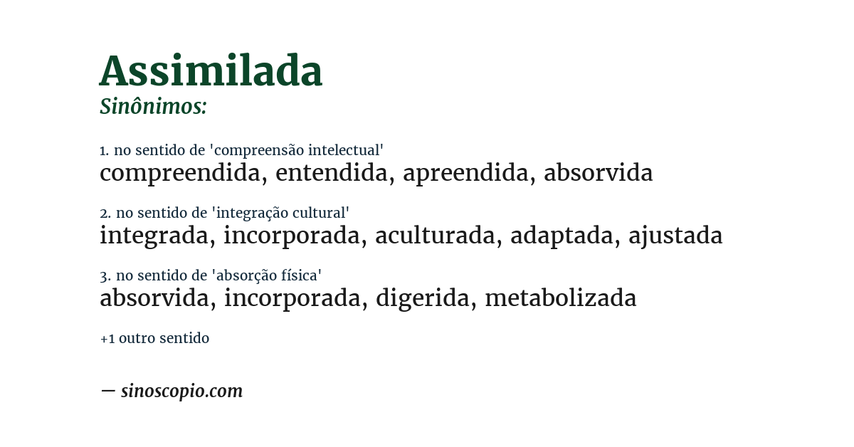 Sinônimo de assimilada