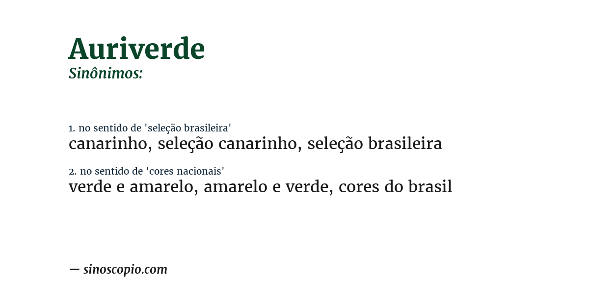 Sinônimo de auriverde