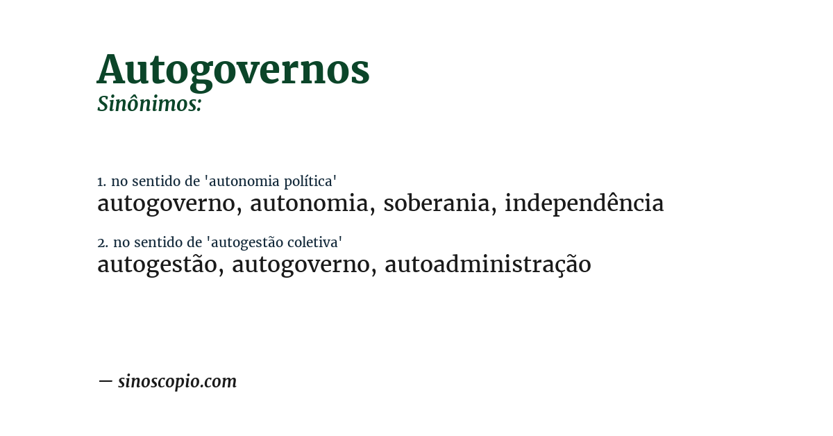 Sinônimo de autogovernos