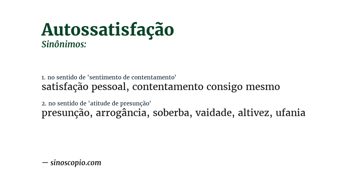 Sinônimo de autossatisfação