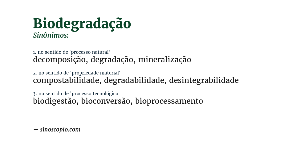 Sinônimo de biodegradação