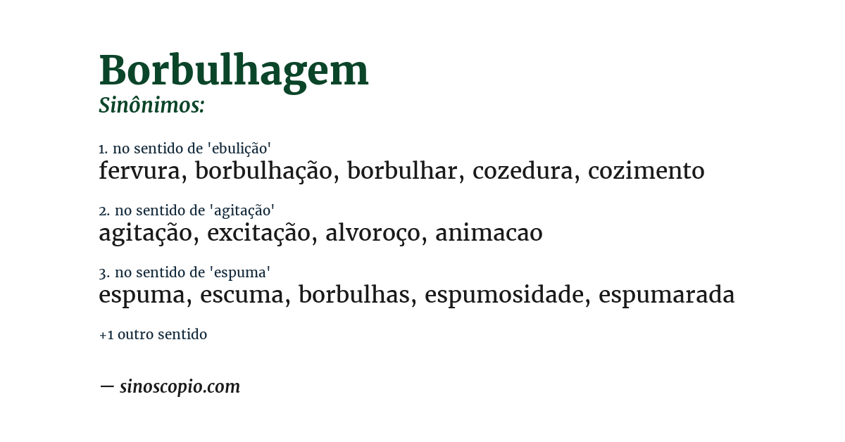 Sinônimo de borbulhagem