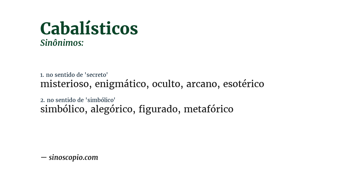 Sinônimo de cabalísticos