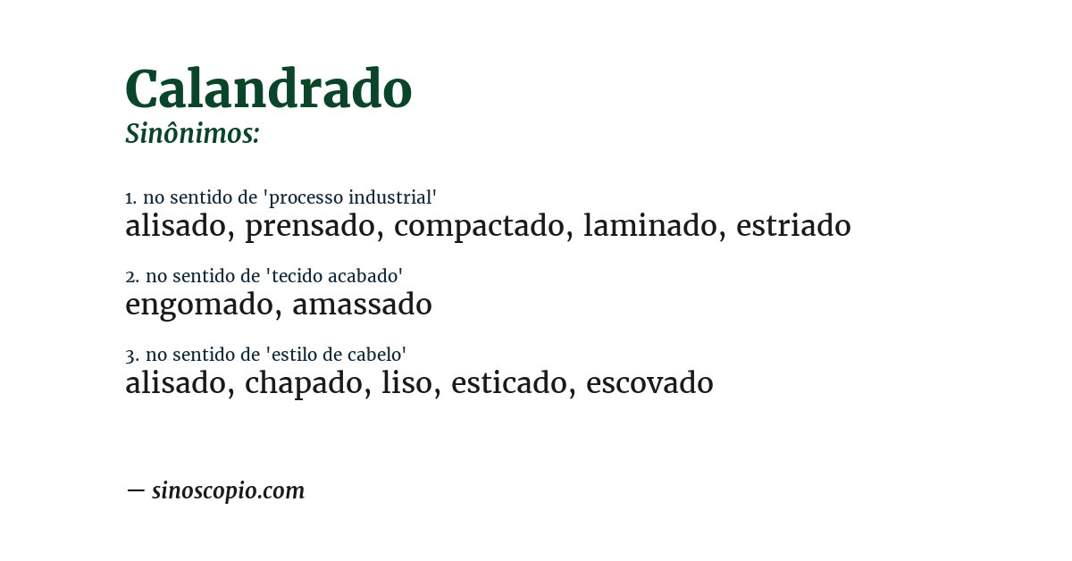 Sinônimo de calandrado