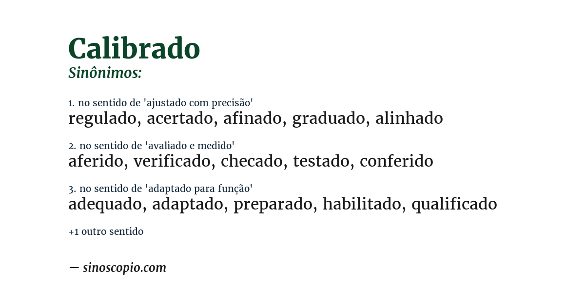 Sinônimo de calibrado