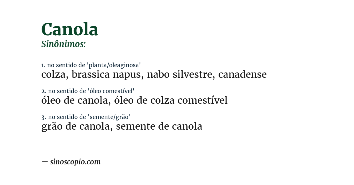 Sinônimo de canola