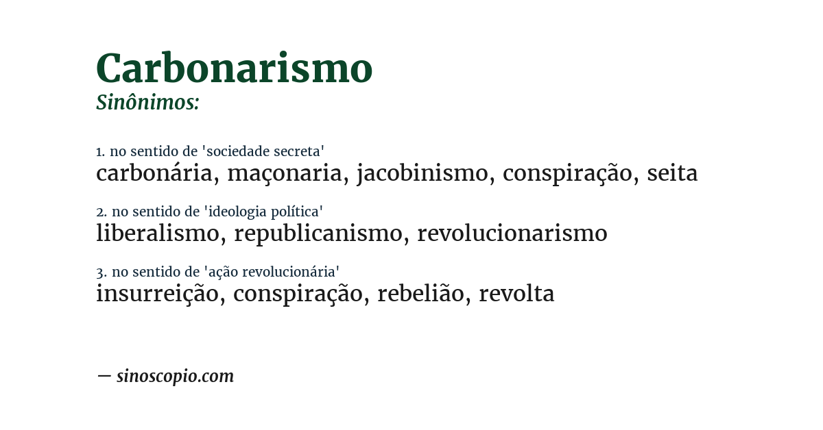Sinônimo de carbonarismo
