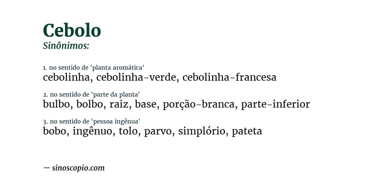 Sinônimo de cebolo