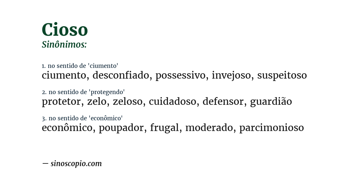 Sinônimo de cioso