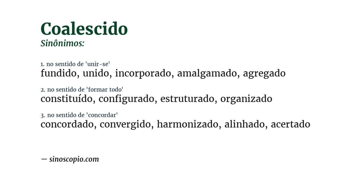 Sinônimo de coalescido
