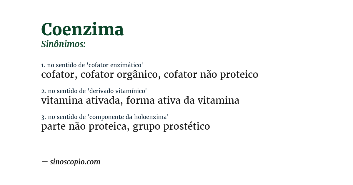 Sinônimo de coenzima