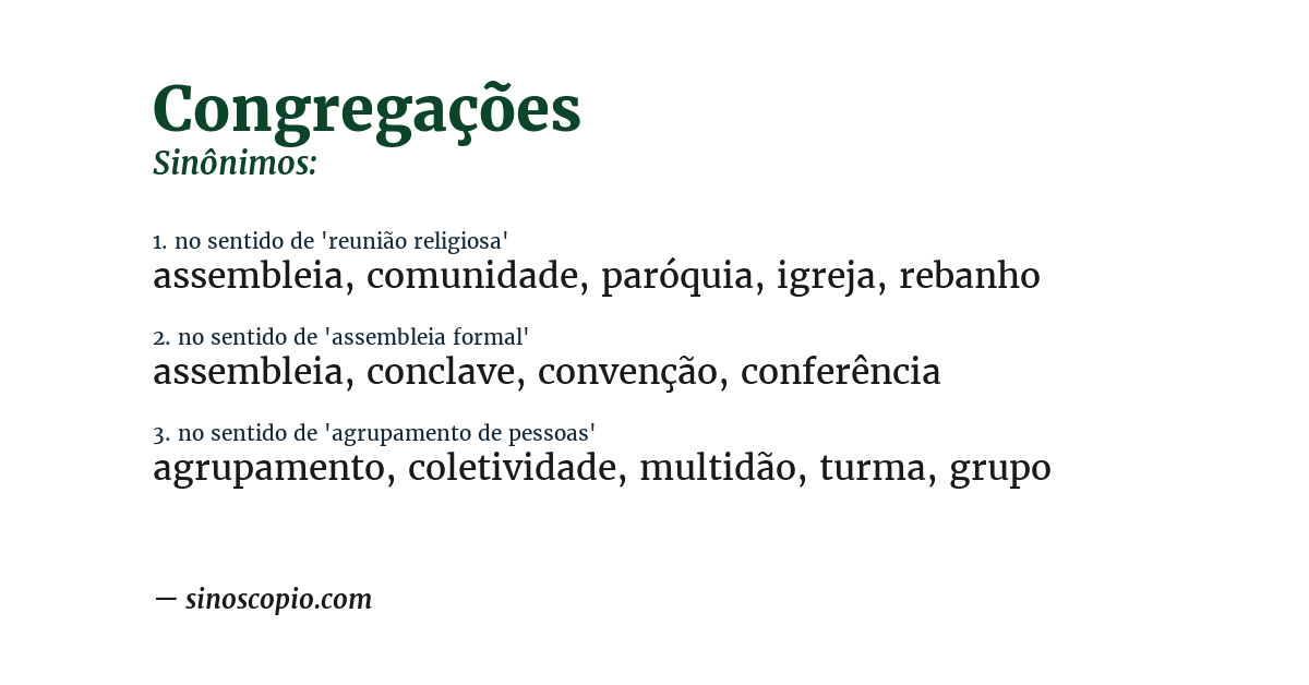 Sinônimo de congregações