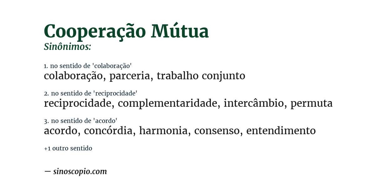 Sinônimo de cooperação mútua