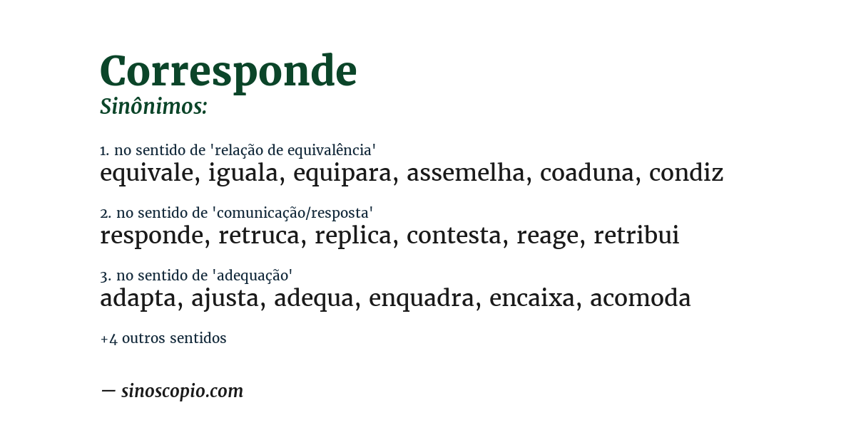 Sinônimo de corresponde