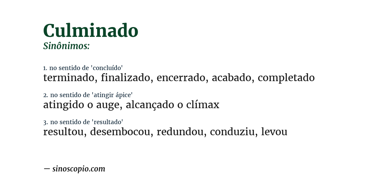 Sinônimo de culminado