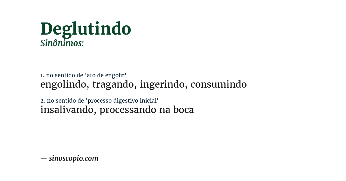 Sinônimo de deglutindo