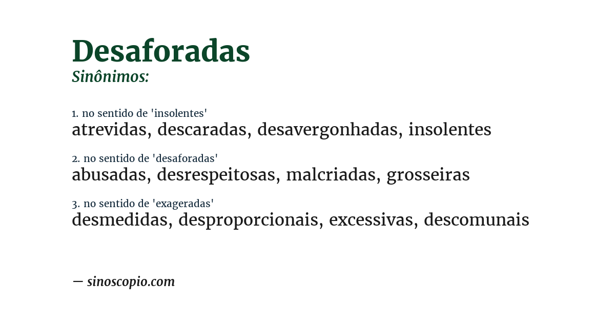 Sinônimo de desaforadas