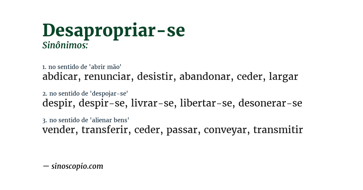 Sinônimo de desapropriar-se
