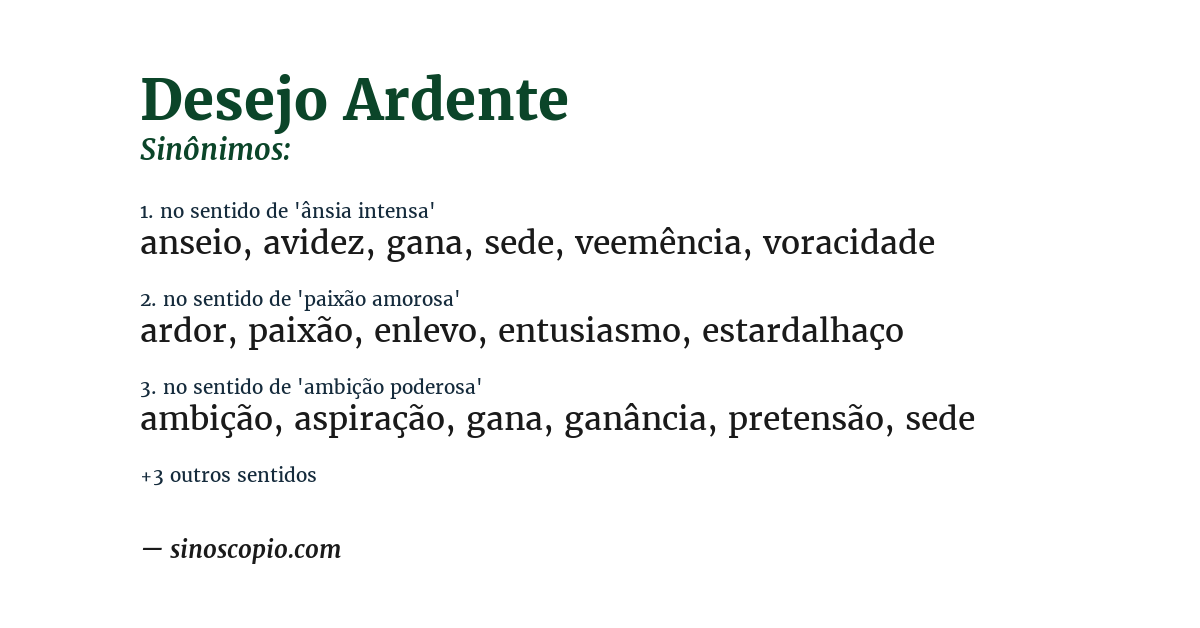 Sinônimo de desejo ardente