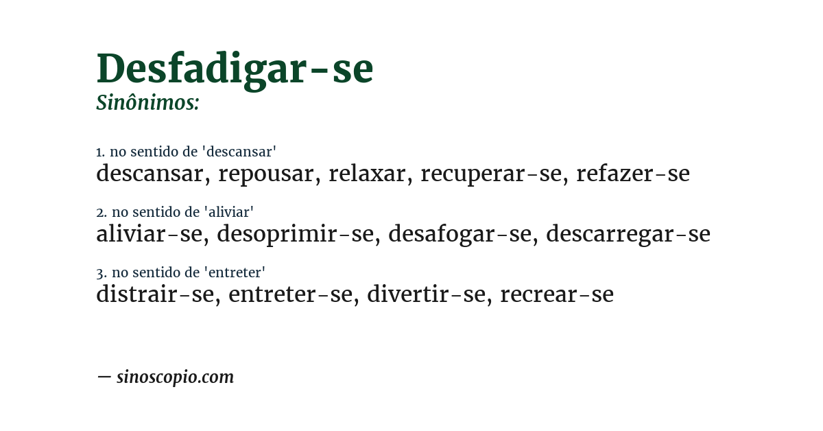 Sinônimo de desfadigar-se
