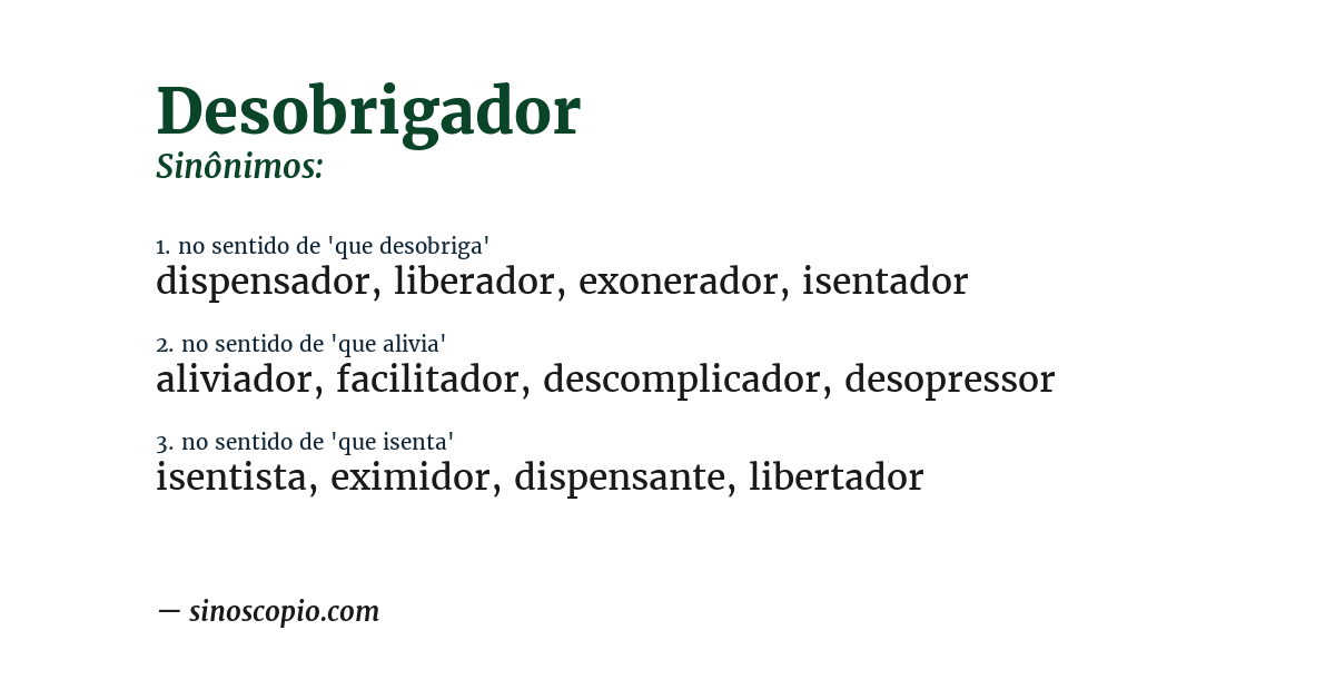 Sinônimo de desobrigador