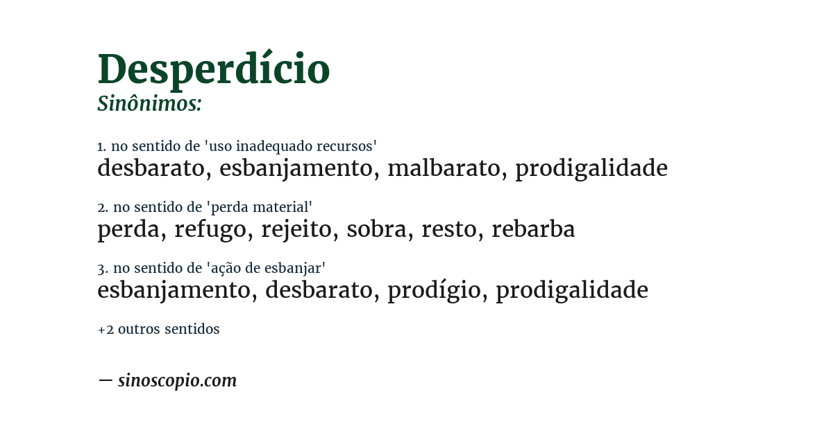 Sinônimo de desperdício