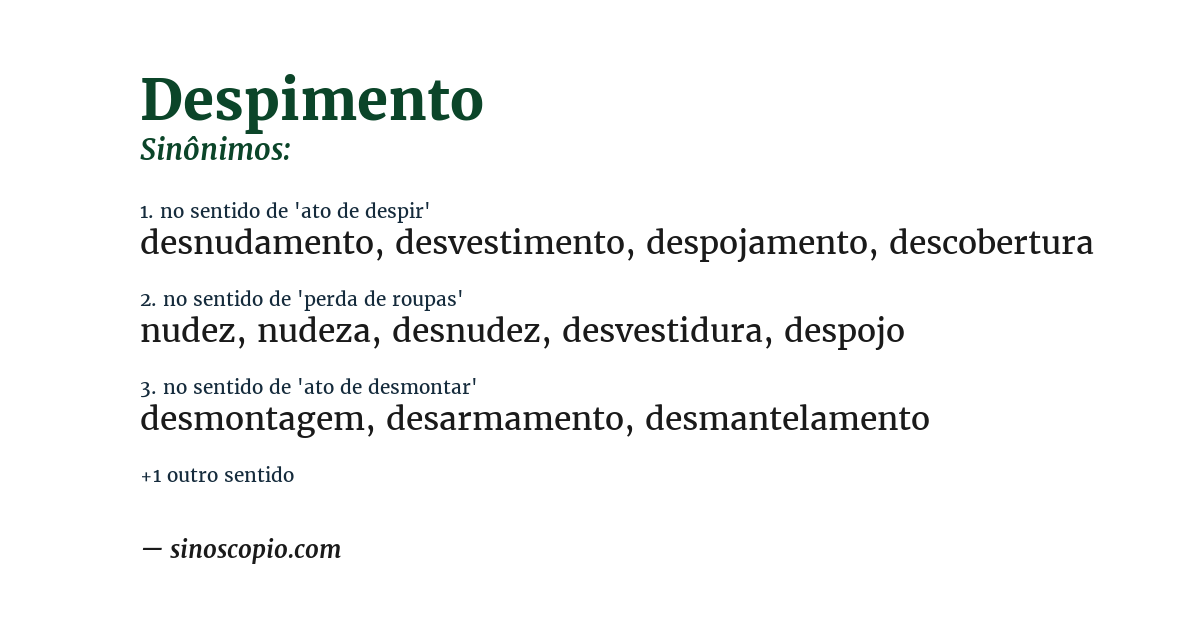 Sinônimo de despimento