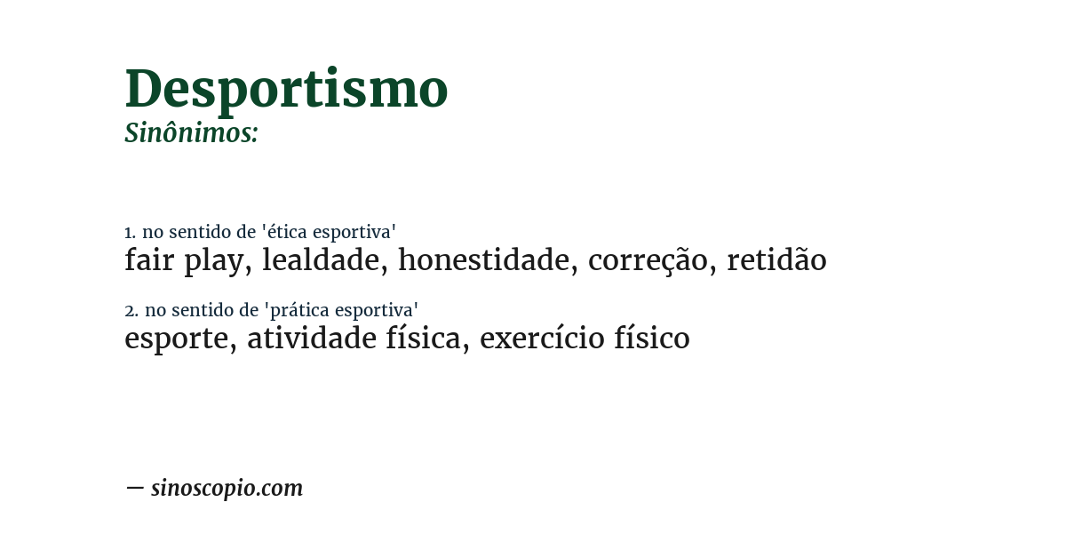 Sinônimo de desportismo