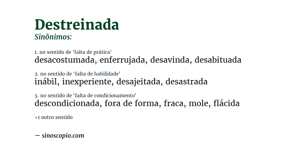 Sinônimo de destreinada