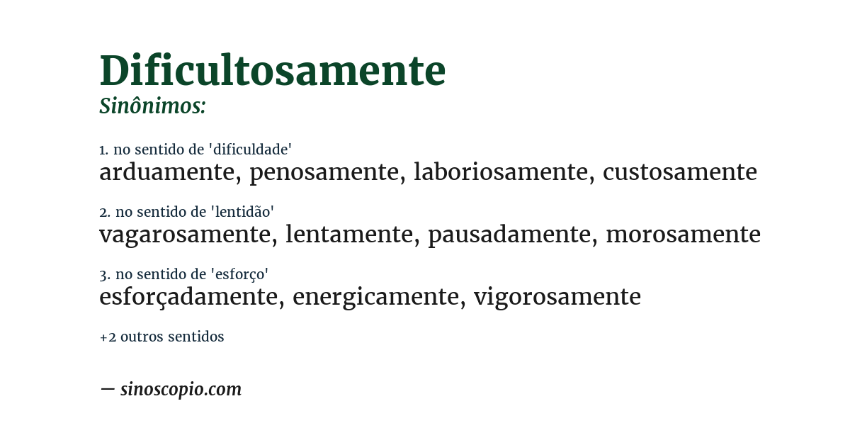 Sinônimo de dificultosamente
