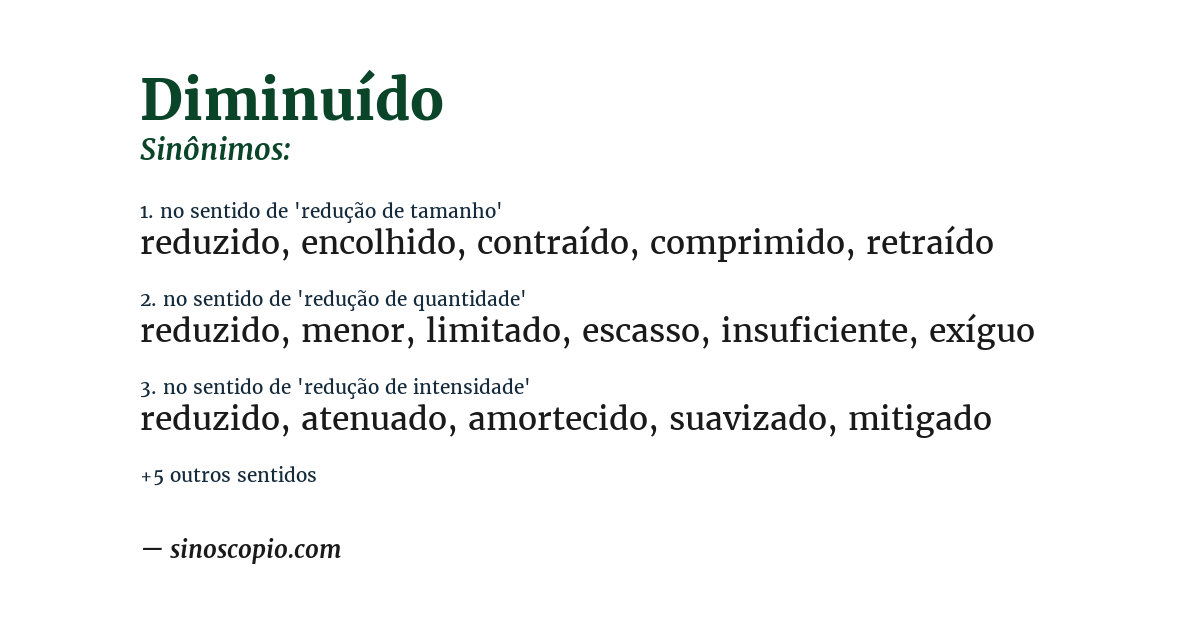 Sinônimo de diminuído