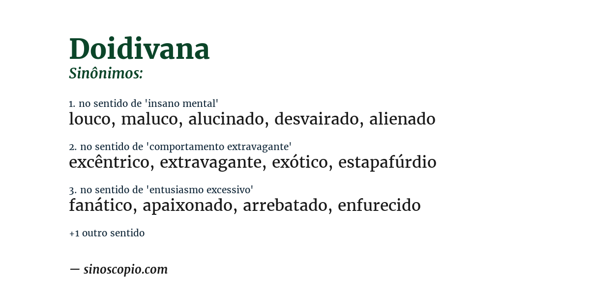 Sinônimo de doidivana