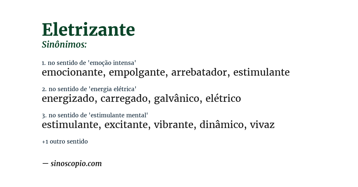 Sinônimo de eletrizante