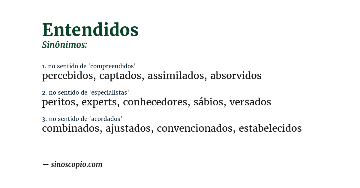 Sinônimo de entendidos