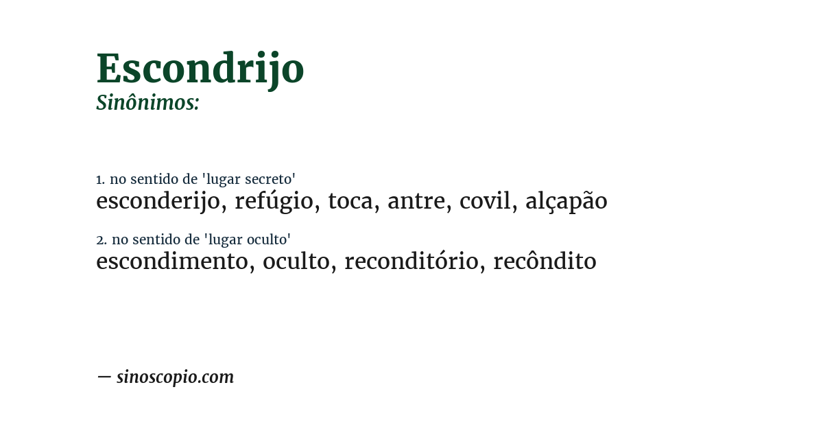 Sinônimo de escondrijo
