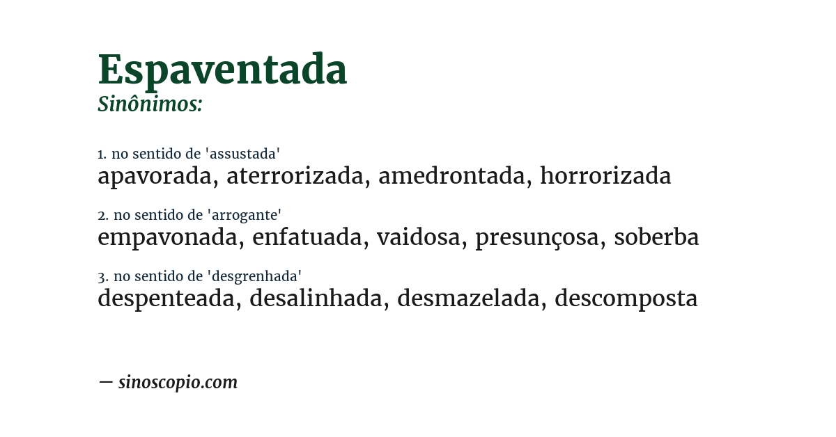 Sinônimo de espaventada