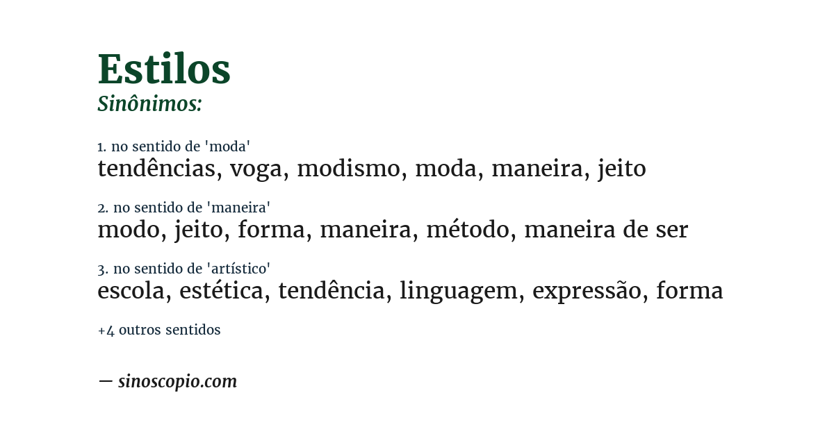 Sinônimo de estilos