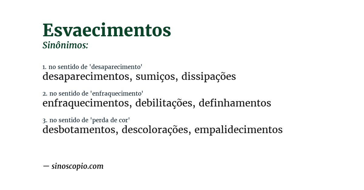 Sinônimo de esvaecimentos