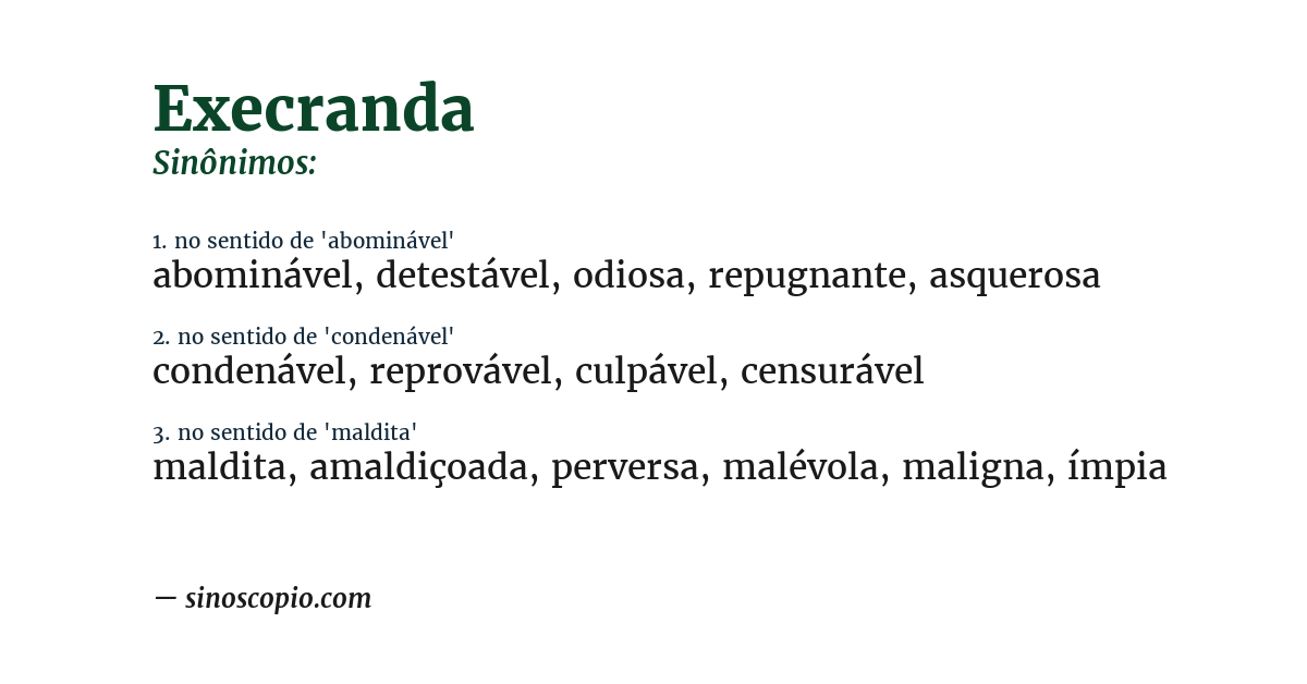 Sinônimo de execranda