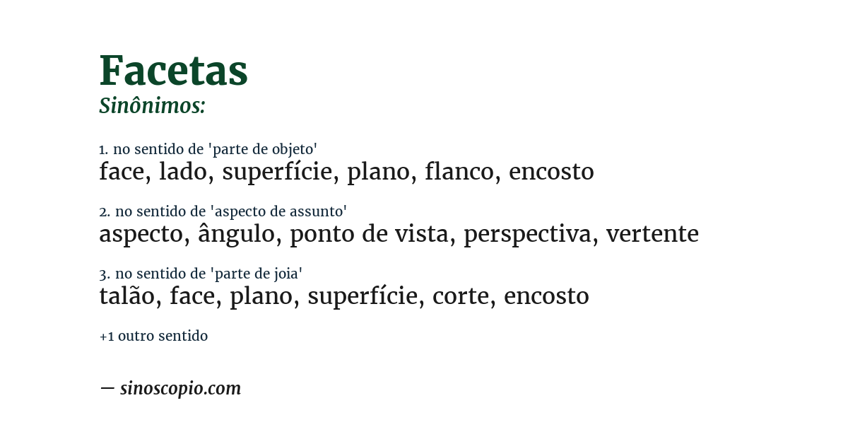 Sinônimo de facetas