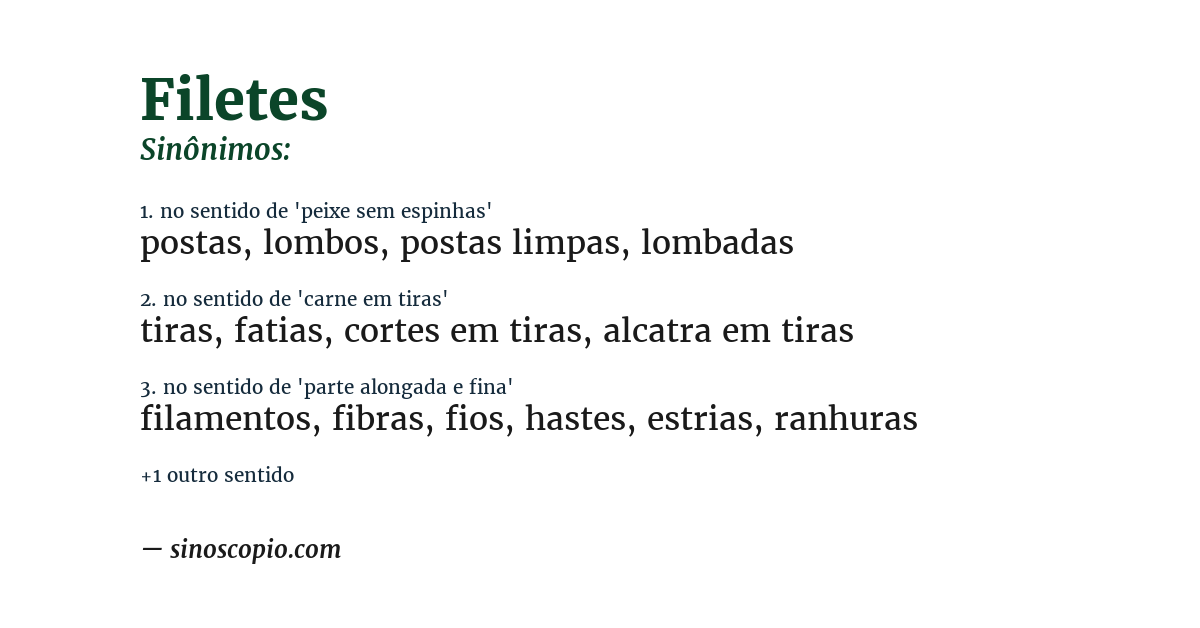 Sinônimo de filetes