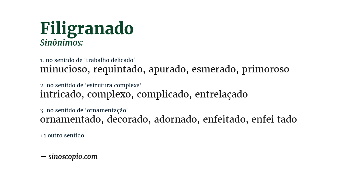 Sinônimo de filigranado