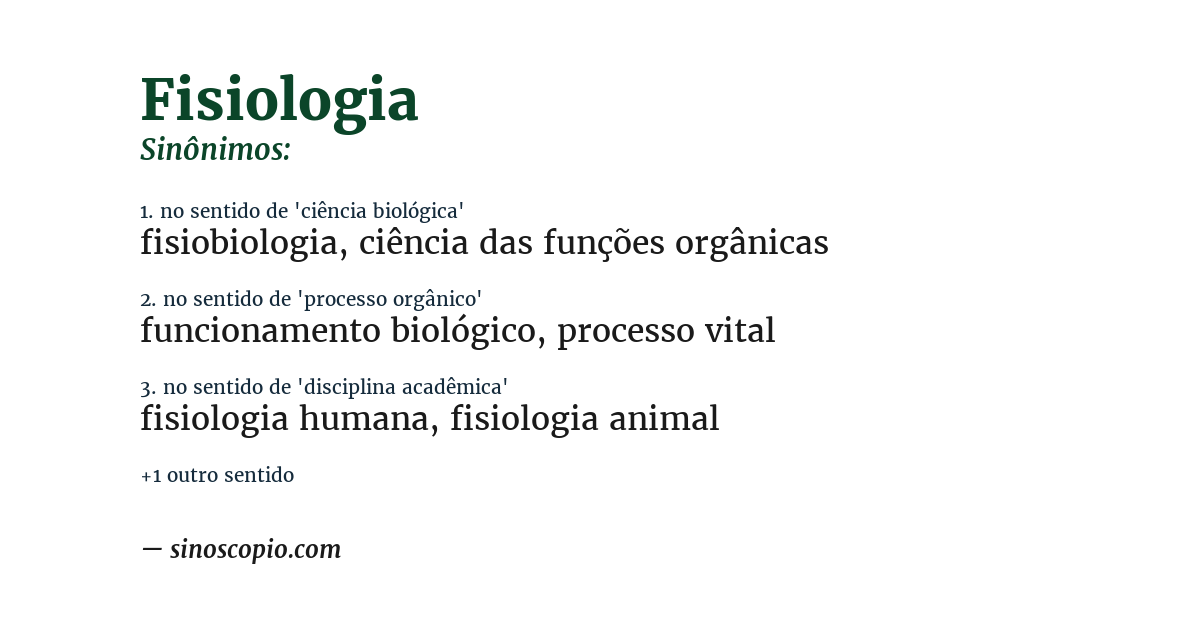 Sinônimo de fisiologia